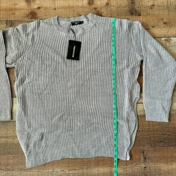 PrettyLittleThing Plus Grey Round Neck Side Split Jumper XL - Picture 3 of 9